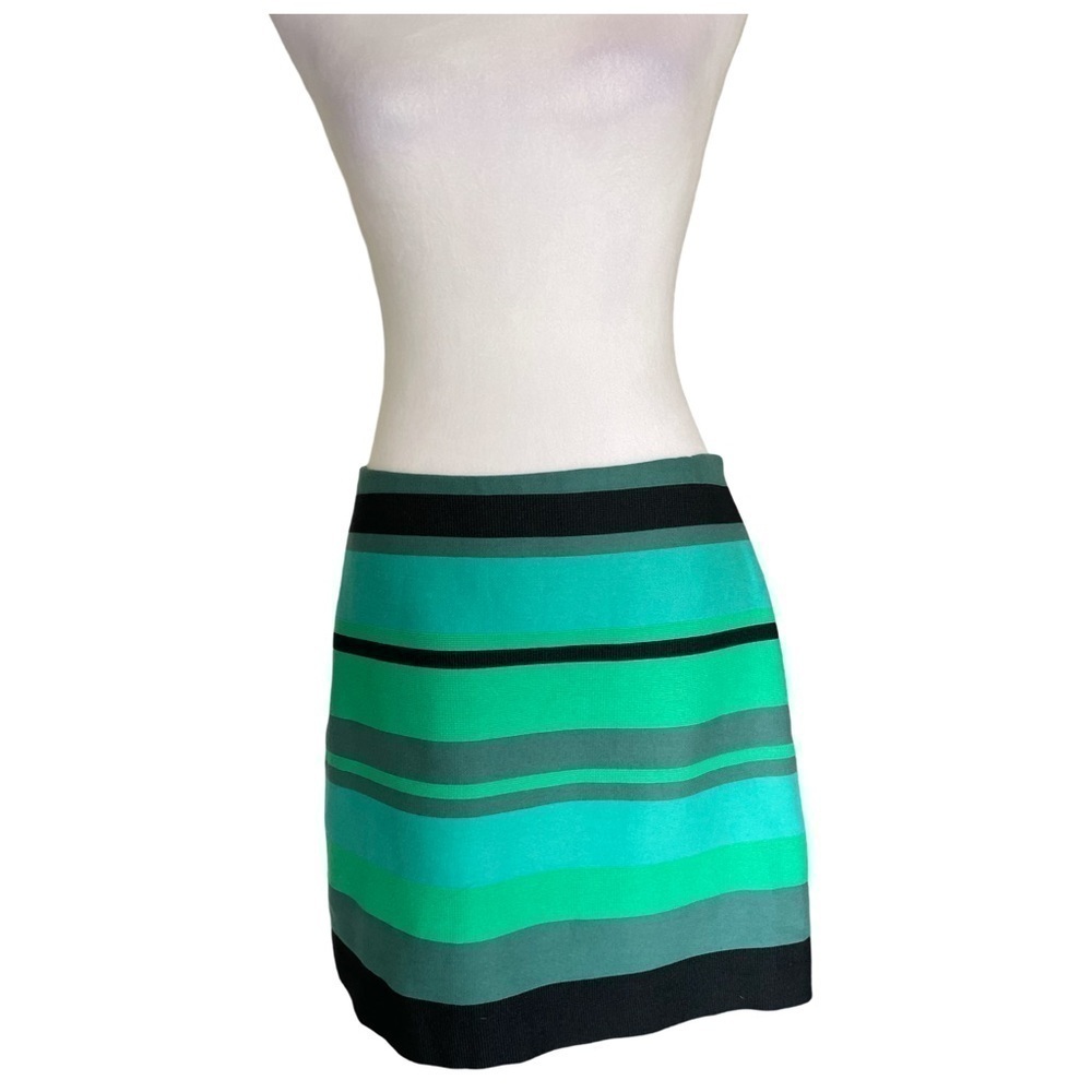 LOFT Green/Blue/Black Striped Mini Skirt Size 6
